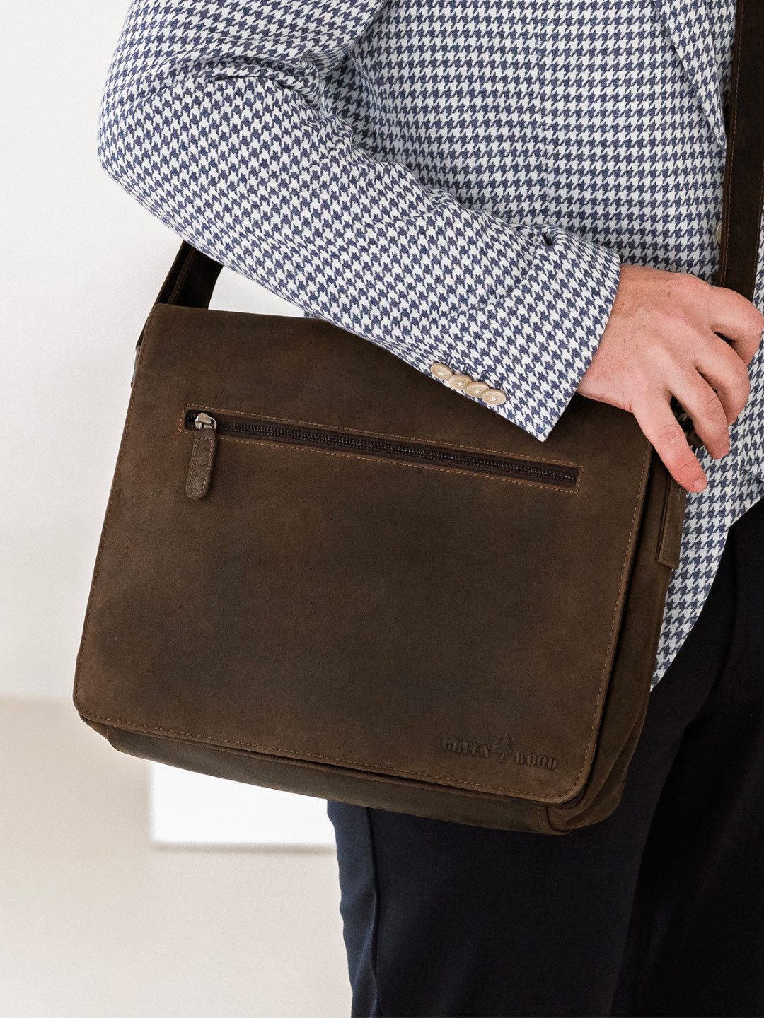 Pánská kožená taška přes rameno Greenwood Elliot – tmavě hnědá